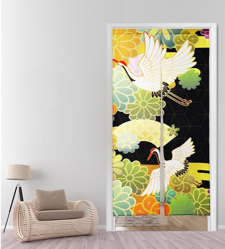 일본식 크레인 Tsuru가 인쇄된 일본식 문 커튼(패턴 - Noren Curtain Doorway 리뷰 및 가격