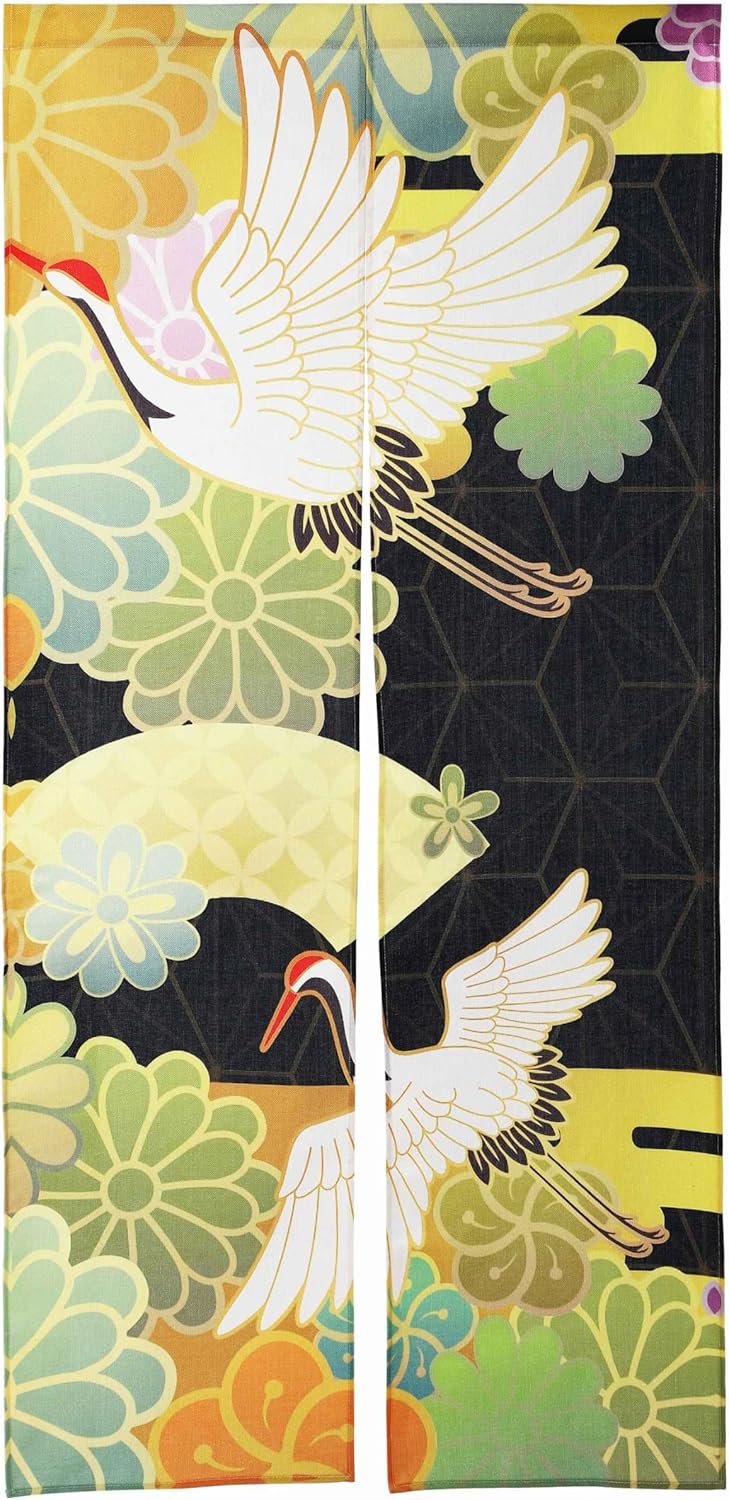 일본식 크레인 Tsuru가 인쇄된 일본식 문 커튼(패턴 - Noren Curtain Doorway 리뷰 및 가격