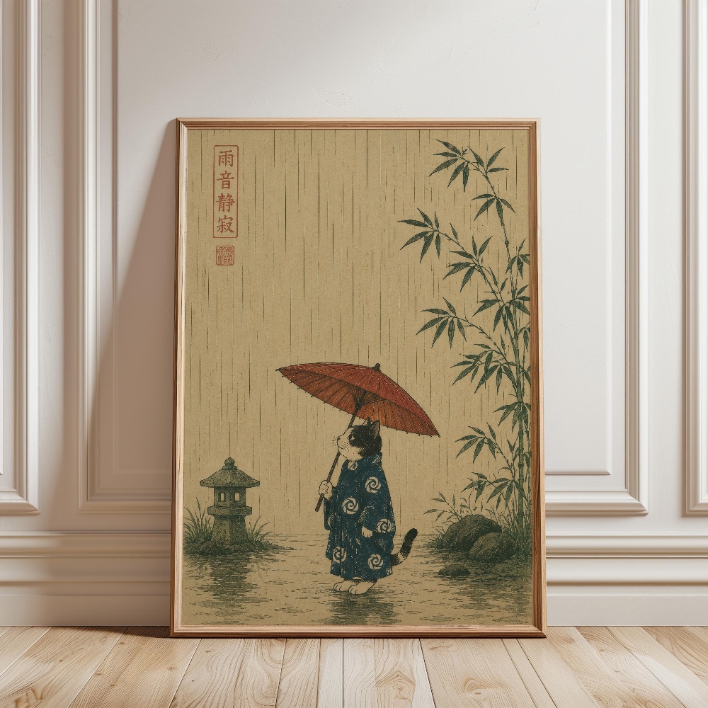 검은 고양이가 라면을 먹고 있는 비오는 정원 일본풍경  - Lifestyle Of Japanese 리뷰 및 가격