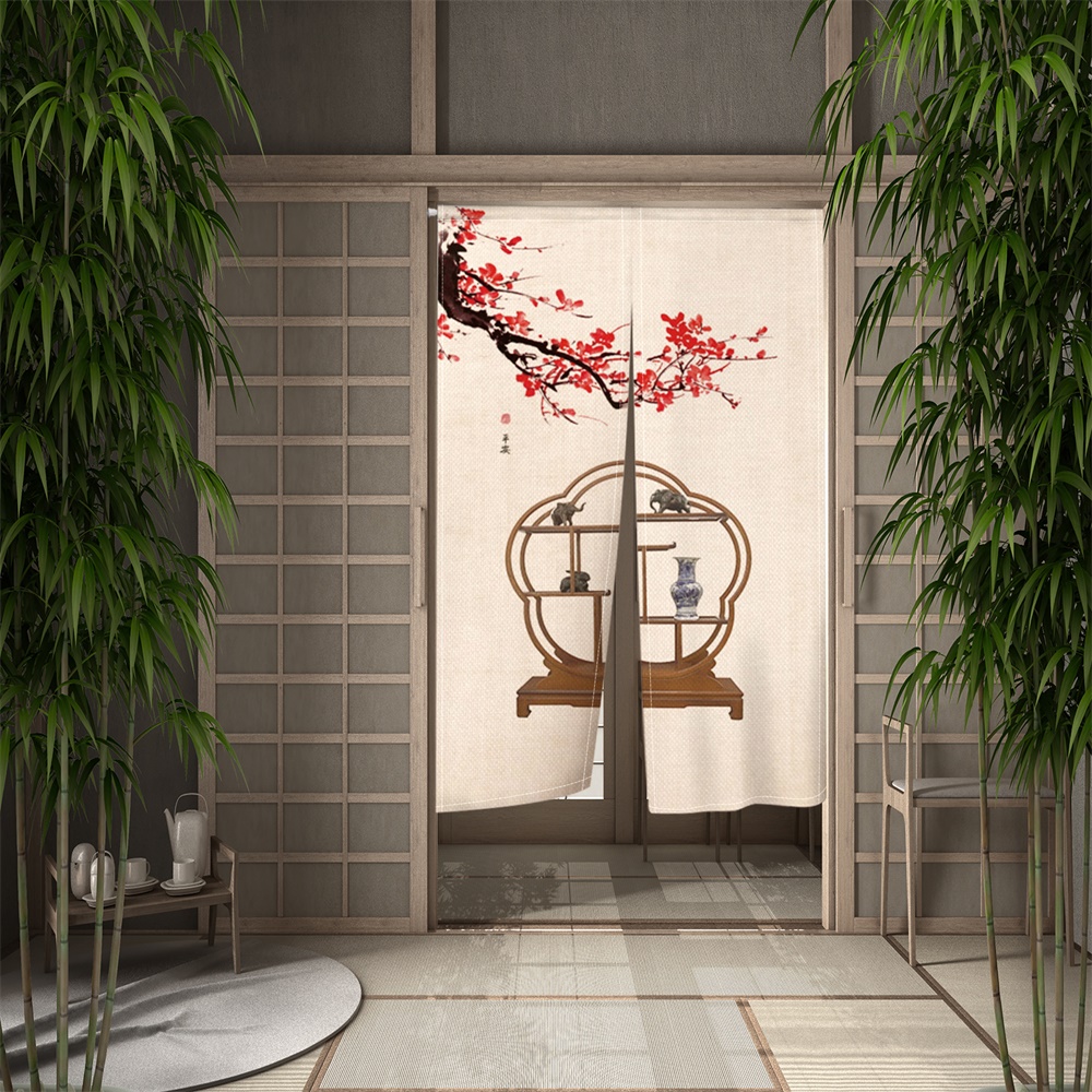 일본 노렌 출입구, 중국 전통 그림 문, 커튼, 매화, - Noren Curtain Doorway 리뷰 및 가격