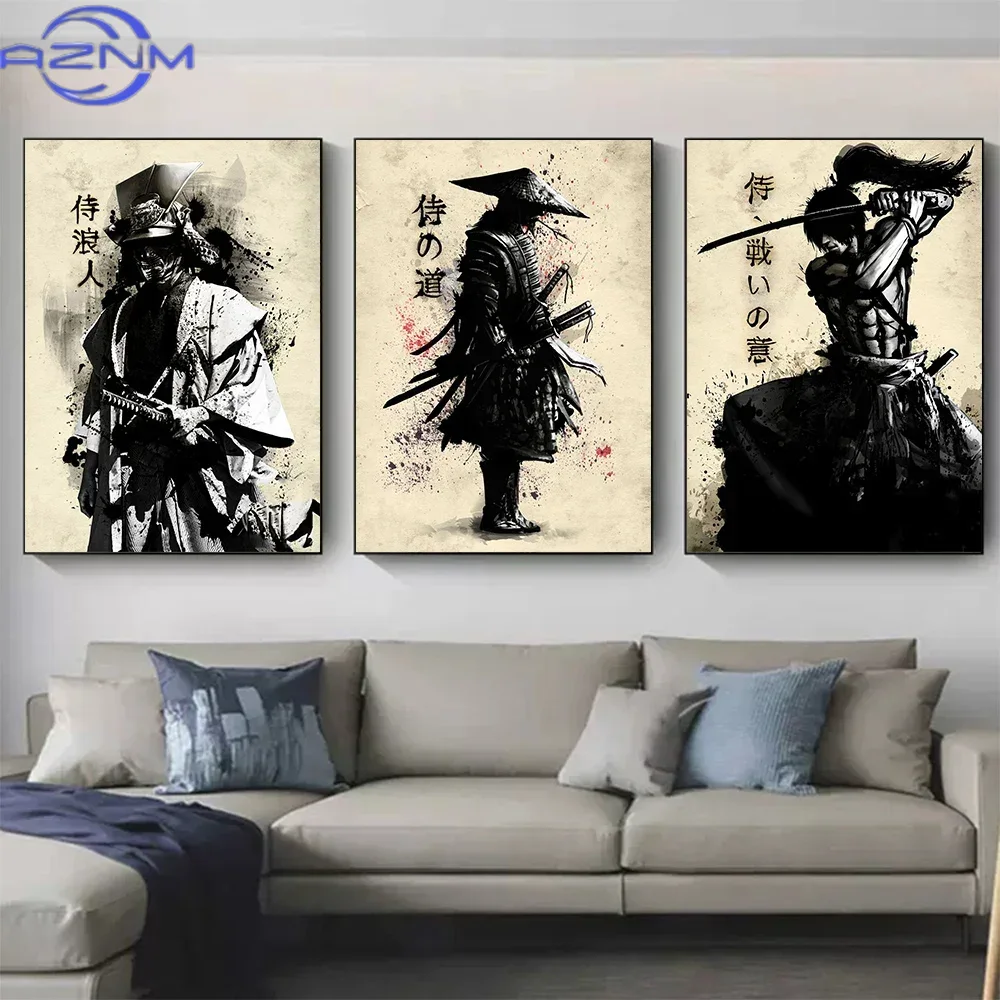 AZNM 캔버스 페인팅 일본 사무라이 벽 아트 포스터  - Lifestyle Of Japanese 리뷰 및 가격